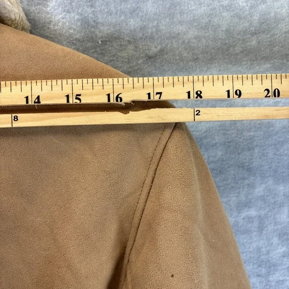 Talbots Faux Suede Fur Jacket S Rancher Coat Tan Barn Western Classic Cowgirl - Picture 16 of 16